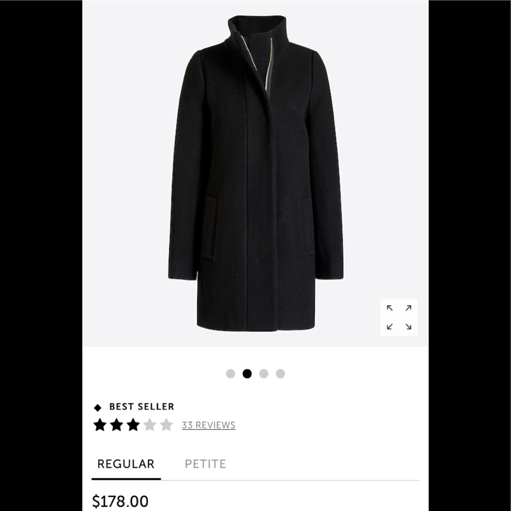 Black NWT J. Crew City Coat - size 10